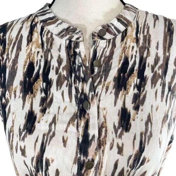 Cynthia Rowley Linen Ikat Sheath Dress Size 8 Brown - Picture 3 of 7